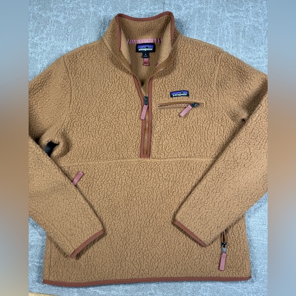 Patagonia Tops - Patagonia Womens Retro Pile Marsupial Brown Pull Over 1/2 Zip Sweater READ M